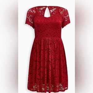 Torrid Mini red Lace Skater Dress